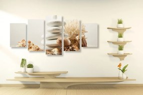 Quadri 5 pezzi – Pietre Zen con conchiglie