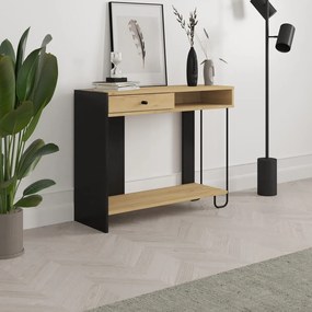Consolle con piano in rovere nero e naturale 35x100 cm Saturne - Marckeric