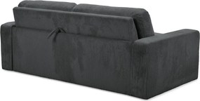 Divano grigio scuro allungabile con rivestimento in velluto a coste 195 cm Nona – Makamii