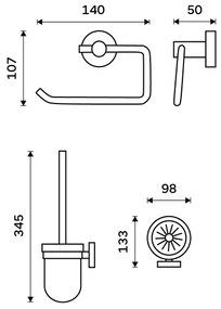 NIMCO UN set-94WN-26 - Scopino a parete e porta carta igienica UNIX cromo