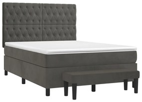 Giroletto a molle con materasso grigio scuro 140x190 cm velluto