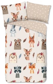 Set copripiumino e federa da bambini marrone/beige in cotone per letto singolo 140x200 cm Rave – Good Morning