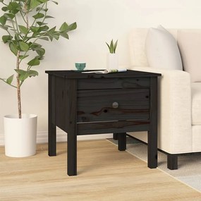 Tavolino Nero 50x50x49 Cm Legno Massello Di Pino /