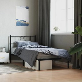 Giroletto Con Testiera İn Metallo Nero 90x200 Cm /