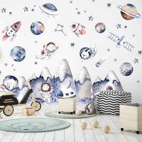 Un tema spaziale preferito per la stanza dei bambini con allegri astronauti e pianeti. | Inspio