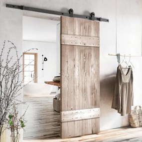 Porta scorrevole reversibile Barn Wenge in acciaio beige, L 86 x H 212 cm, con binario Indus