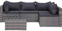 Set Divani da Giardino 5 pz con Cuscini in Polyrattan Grigio 44160