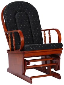 Poltrona a dondolo oscillante in legno con cuscino Nero - LONDRA