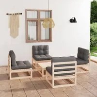 Set Divani da Giardino 5 pz con Cuscini Legno Massello di Pino 3076314