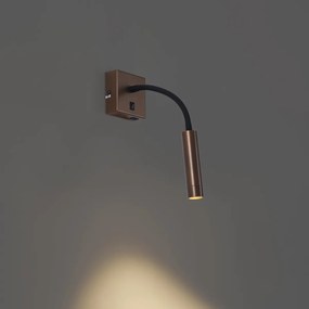 Lampada da parete moderna bronzo con porta USB-C - Gosna