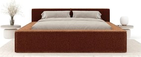 Letto matrimoniale imbottito arancione con contenitore e rete inclusi 140x200 cm Voliera – Maison de Rêve
