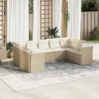 Set Divano da Giardino 9 pz con Cuscini Beige in Polyrattan 3249967