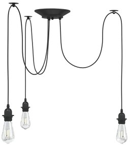 Lampada A Sospensione Con 3 Portalampada E27 İn Metallo Nero /