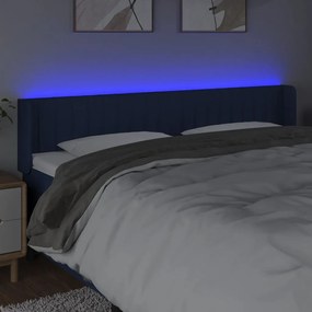 Testiera a led blu 183x16x78/88 cm in tessuto