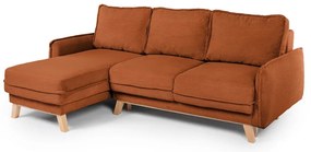 Divano letto ad angolo in velluto a coste arancione variabile Tori - Bonami Selection