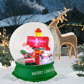 Costway Palla di Neve gonfiabile 126cm con LED e soffiatore, Palla di Natale con fiocchi di neve soffiati da giardino