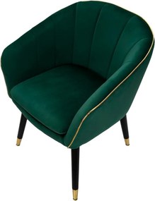 Poltrona Paris 62x58x78 cm in Legno Spugna Metallo e Poliestere Verde e Oro...