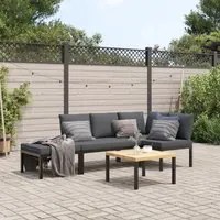 Set Divani da Giardino 4 pz con Cuscini in Alluminio Nero 3283687