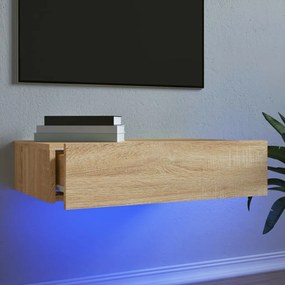 Mobile porta tv con luci led rovere sonoma 60x35x15,5 cm