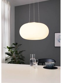 Lampadario bianco/argentato con paralume in vetro ø 37,5 cm OPTICA – EGLO