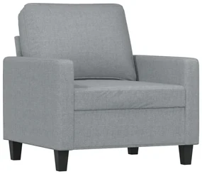 Poltrona con poggiapiedi grigio chiaro 60 cm in tessuto