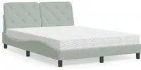 Letto con Materasso Grigio Chiaro 140x200 cm in Velluto 3208658