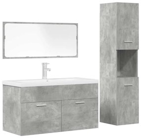 Set Mobili Da Bagno 4 Pz Grigio Cemento İn Legno Multistrato /