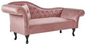 Chaise longue per lato sinistro in velluto rosa LATTES Beliani