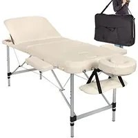 Lettino Massaggi Alluminio Pieghevole 3 Zone Fisioterapia SPA Beige 12kg + Borsa