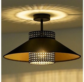 Duolla - Lampadario a plafone RIO RATTAN 1xE27/15W/230V diametro 45 cm nero/oro