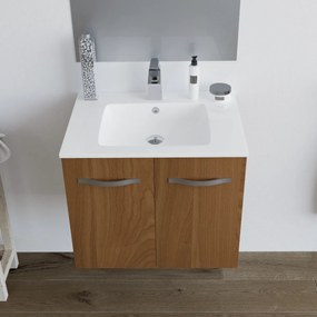 Mobile bagno BUMA60 Rovere scuro 8160 con lavabo e specchio