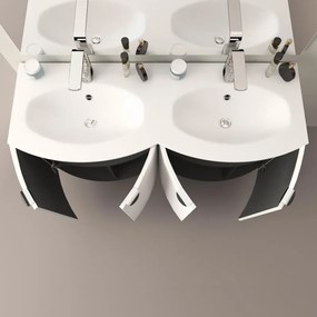 Mobile bagno sospeso con lavabo L 138 x H 70 x P 51 cm bianco opaco per doppia vasca Onda