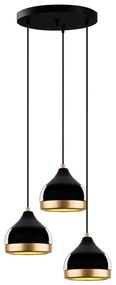 Lampadario a sospensione con cavo YILDO 3xE27/40W/230V nero/oro