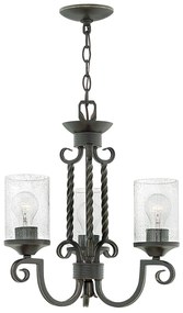 Lampadario Industrial Nordico Casa Alluminio Nero Antico Vetro 3 Luci E27