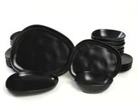 Set tavola nero effetto sasso 24 pezzi in stoneware