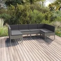 Set Divani da Giardino 8 pz con Cuscini in Polyrattan Grigio 3094590