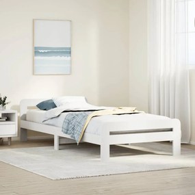 Letto Senza Materasso Bianco 90x190 Cm İn Legno Massello Pino /