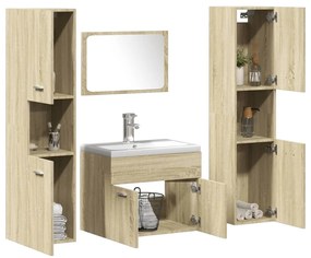 Set Mobili Da Bagno 5 Pz Rovere Sonoma İn Legno Multistrato /