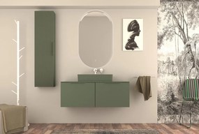 Mobile da bagno sospeso sotto lavabo L 120 x H 43 x P 44 cm verde laccato opaco, 2 cassetti BADEN HAUS Modula