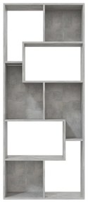 Libreria Grigio Cemento 67x24x161 cm in Legno Multistrato