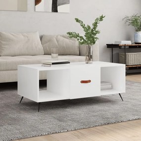 Tavolino Da Salotto Bianco 102x50x40 Cm İn Legno Multistrato /