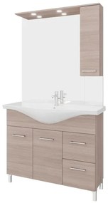 Mobile sottolavabo e lavabo con sifone Symoa per vasca centrale legno naturale in truciolare L 105 x H 81.5 x P 50.5 cm, 2 ante 2 cassetti