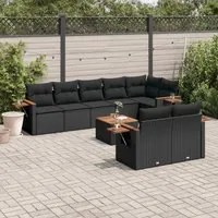 Set Divani da Giardino 9 pz con Cuscini Nero in Polyrattancod mxl 112332