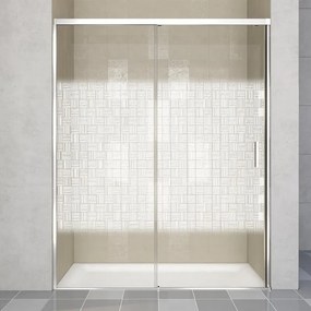 Porta doccia scorrevole L 138-139.5 cm x H 200 cm per nicchia in vetro smerigliato SP. 6 mm, profilo lucido cromo, serie Jazz