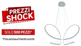 Lampadario LED moderno Farfalla bianco, luce con 3 temperature di colore 3000 lumen, NOVECENTO