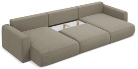 Divano angolare marrone chiaro allungabile/con contenitore (a U) Kapua – Makamii