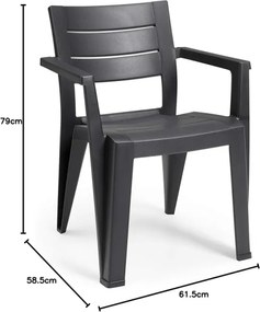 Sedia Da Esterno In Resina Con Braccioli Keter Julie Antracite