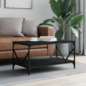 Tavolino Da Salotto Nero 90x50x45 Cm İn Legno Multistrato /