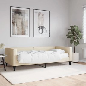 Divano Letto Con Materasso Crema 90x200 Cm İn Tessuto /