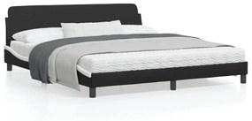 Giroletto Con Testiera Nero E Bianco 180x200 Cm İn Similpelle /